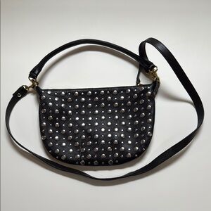 Clare V Petit Moyen Black and Silver-Studs Bag